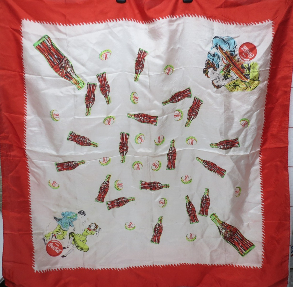 Vintage Coca Cola Silk Scarf Top Hit Fashion Flaws 1950s Sock Hop